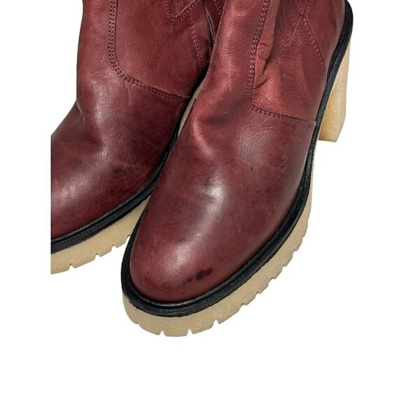 FREE PEOPLE James Cheslea Boots Cherry Chocolate leather size 39.5/8.5 New - Picture 6 of 8